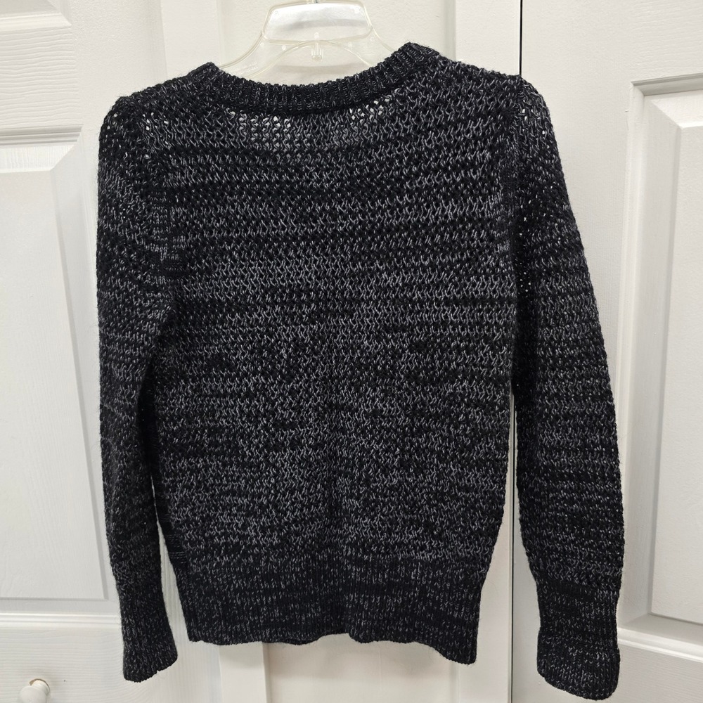 Banana Republic Black White Fringe Wool Alpaca Blend Sweater XS